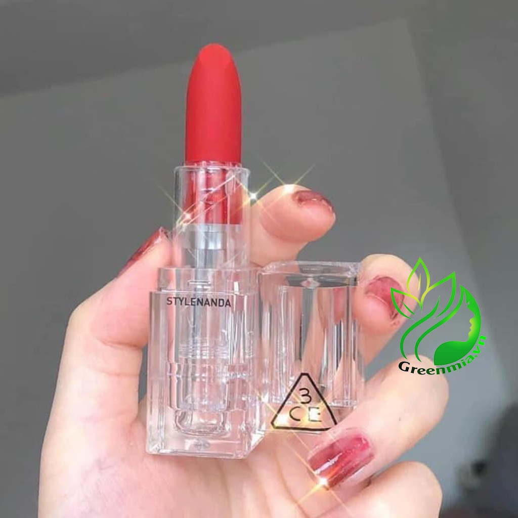 Son Thỏi Lì 3CE Soft Matte Lipstick 3.5g HOLY CHIC - Màu Đỏ Trầm Đậm, Vỏ Trong Suốt Lên Màu Chuẩn Không Khô Môi