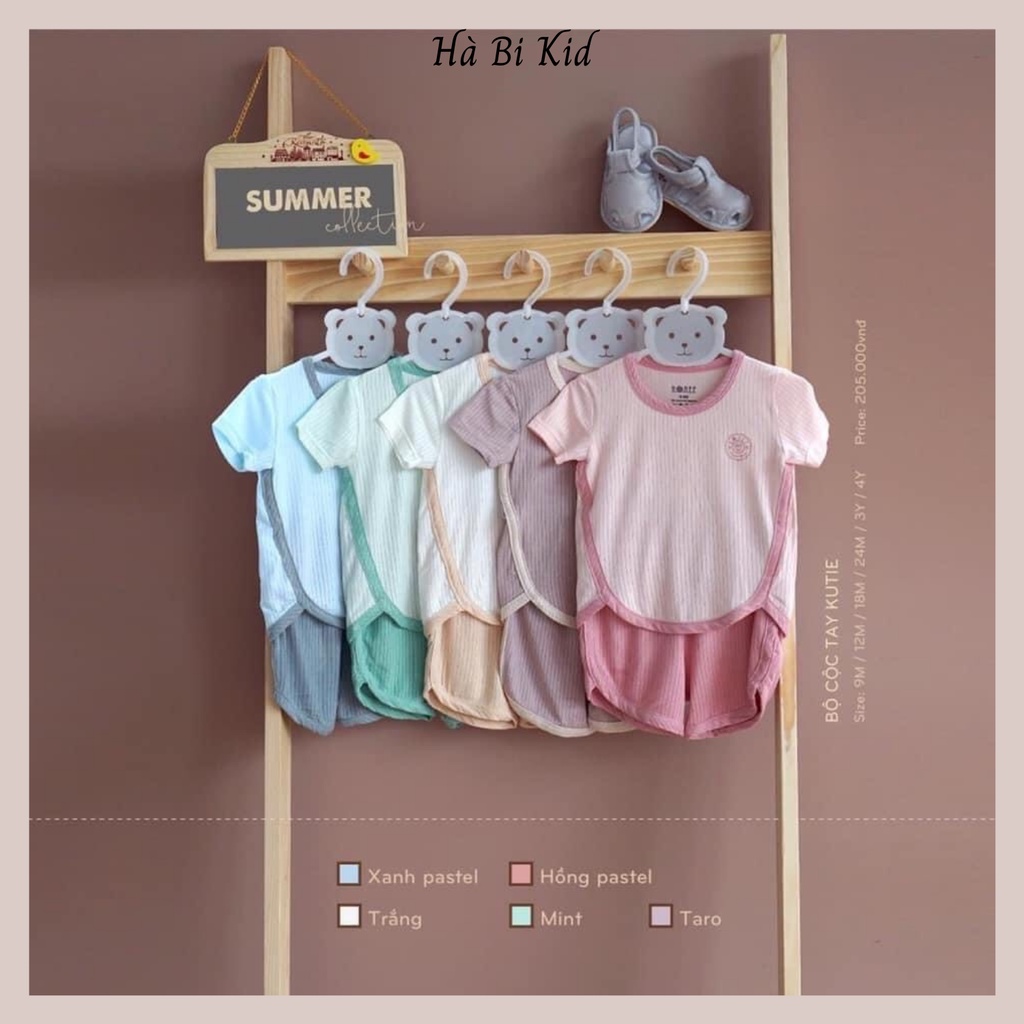 Bộ áo cộc tay Hrnee cho bé trai bé gái quần đùi vải sồi modal kutie trẻ em