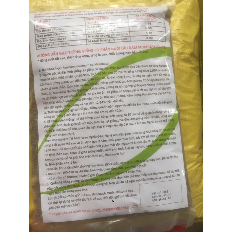 Hạt giống cỏ mombasa( cỏ sả lá lớn)- gói 1 kg