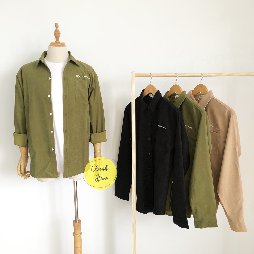 Áo Sơ Mi Flannel Nhung (Ảnh Thật) Dài Tay Boujour Mon Amour | BigBuy360 - bigbuy360.vn