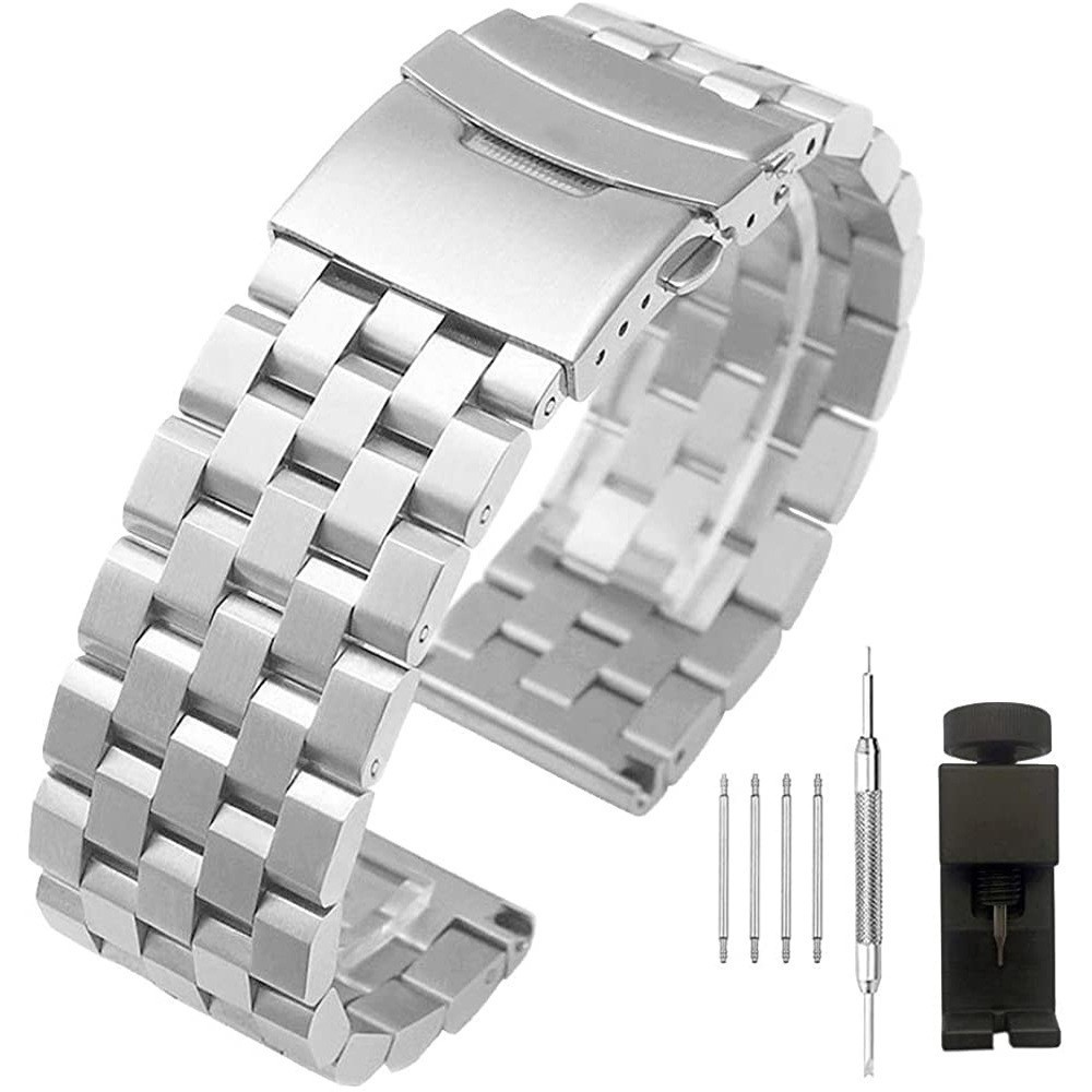 SEIKO Dây Đeo Đồng Hồ Bằng Thép Không Gỉ 18mm 20mm 22mm 24mm 26mm Màu Bạc Và Đen Cao Cấp