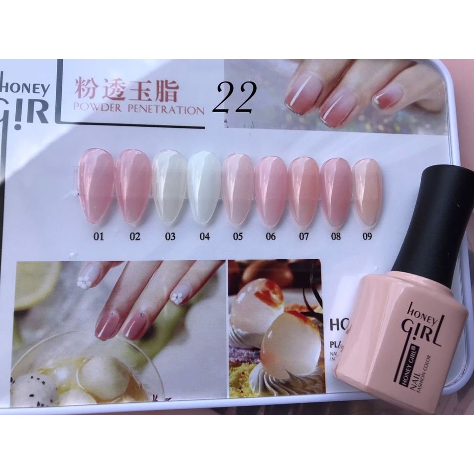 Set sơn gel honey ( xanh, thạch hồng, thạch anh, gel lông,nâu đất)