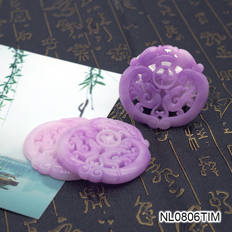 Ngọc bội resin họa tiết tròn 52mm nguyên liệu làm trâm làm trang sức cổ trang việt phục
