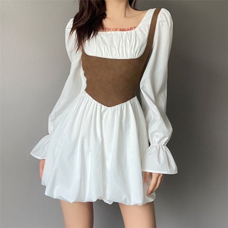 Đầm xòe tay dài bo eo DR002