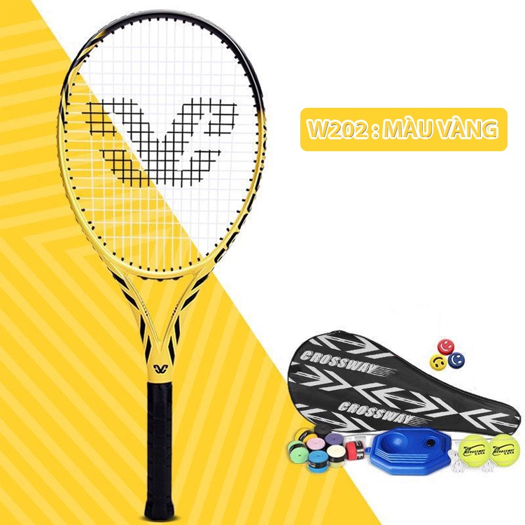 Vợt tennis sợi carbon cao cấp W202 chuyên nghiệp quà tặng phụ kiện kèm đế bóng tập luyện