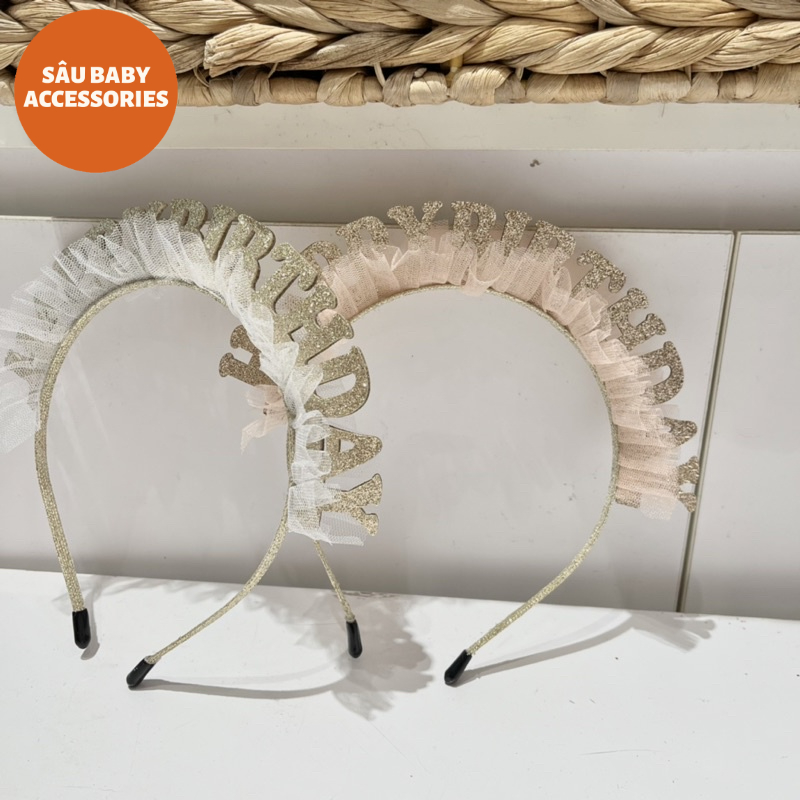 Bờm xước tóc Happy Birthday kim tuyến cho bé