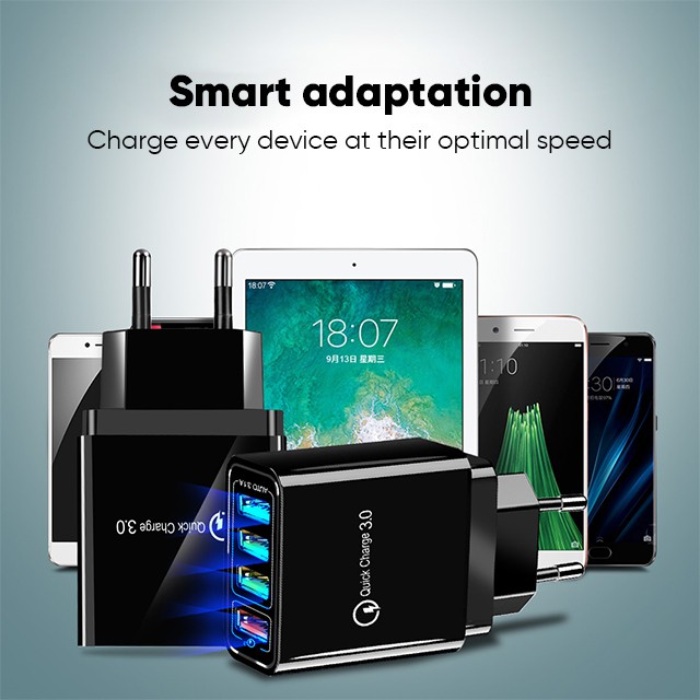 Đầu sạc 4 cổng USB hỗ trợ sạc nhanh Qc 3.0 33w