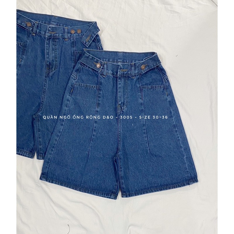 (Bigsize 30-36) Quần Ngố Cotton Ống Rộng, Quần Short Jean Lưng Cao, Quần Suông Lửng Không Giãn