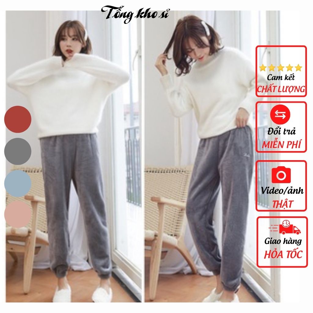 Quần ngủ nữ quần lông bông ống rộng mặc nhà phong cách Hàn Quốc(hàng loại 1)