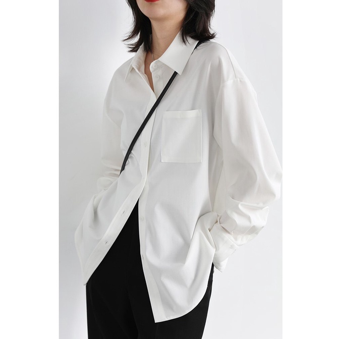Áo sơ mi trắng DORIA dáng basic trơn có túi dài tay không nhăn AosmdaitaykhongnhanA235 P0K44