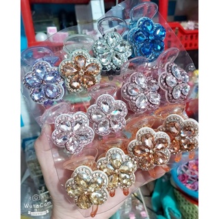 Kẹp tóc 3 răng pha lê lấp lánh hình hoa