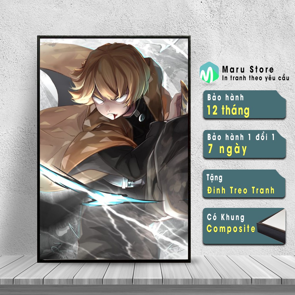 Tranh Treo Tường Canvas Zenitsu Ngầu Trang Trí Phòng Ngủ