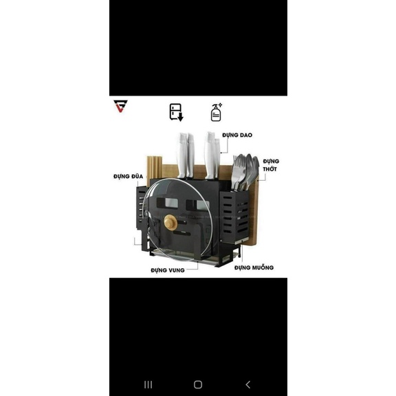 Kệ Cài Dao, Hộp Đựng Đũa - Thớt Đa Năng INOX 304 Cao Cấp Không Gỉ Đặt Bàn &amp; Dán Tường