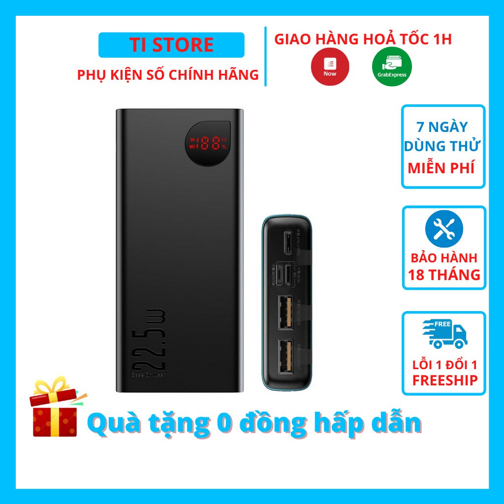 Sạc pin dự phòng baseus 20000 mAh Adaman Metal Digital Display sạc nhanh iphone, samsung tistore