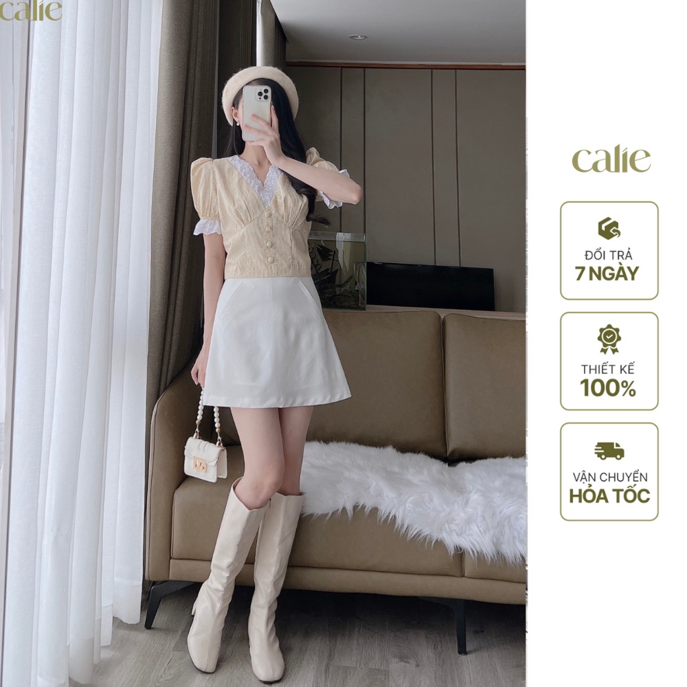 Áo croptop phối ren trẻ trung cá tính Calie AC074