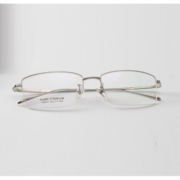 GỌNG KÍNH TITANIUM nhật bản cao cấp màu BẠC SÁNG sang trọng tặng hộp và khăn nửa viền cực đẹp