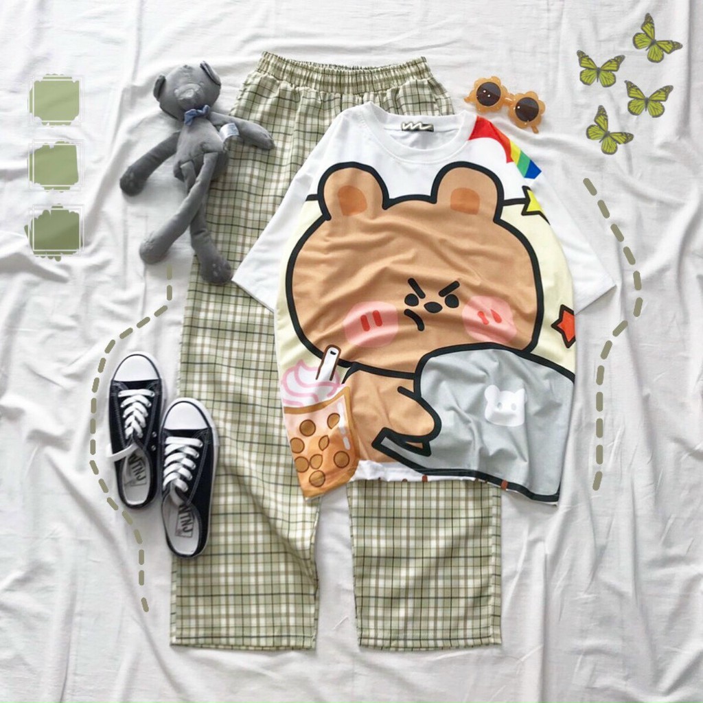 Set Đồ Bộ Nữ Quần Caro Kate Ống Rộng NHIỀU MẪU 04 * Đồ Bộ Hoạt Hình Freesize S.I.Z Fashion | BigBuy360 - bigbuy360.vn