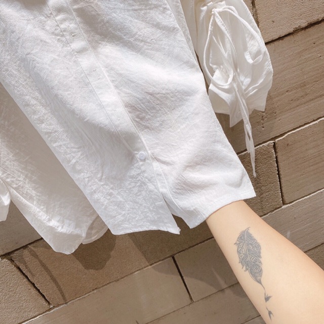 áo sơmi trắng oversize form rộng tay phồng rút dây (ảnh thật) | BigBuy360 - bigbuy360.vn