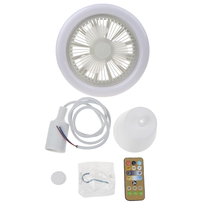 Quạt Trần Điều Khiển Từ Xa 3 Tốc Độ Có Đèn LED 3 Màu AC 86V-265V E27 30W 10.2 inch