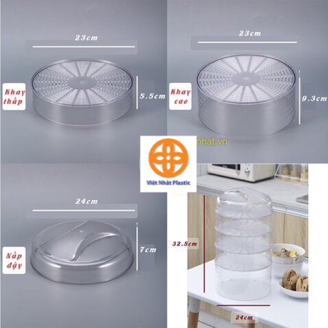 Lồng bàn đa năng 4 tầng Việt Nhật, Lồng bàn giữ nhiệt, Khay đậy thức ăn thiết kế hiện đại bền đẹp (MS:2676)