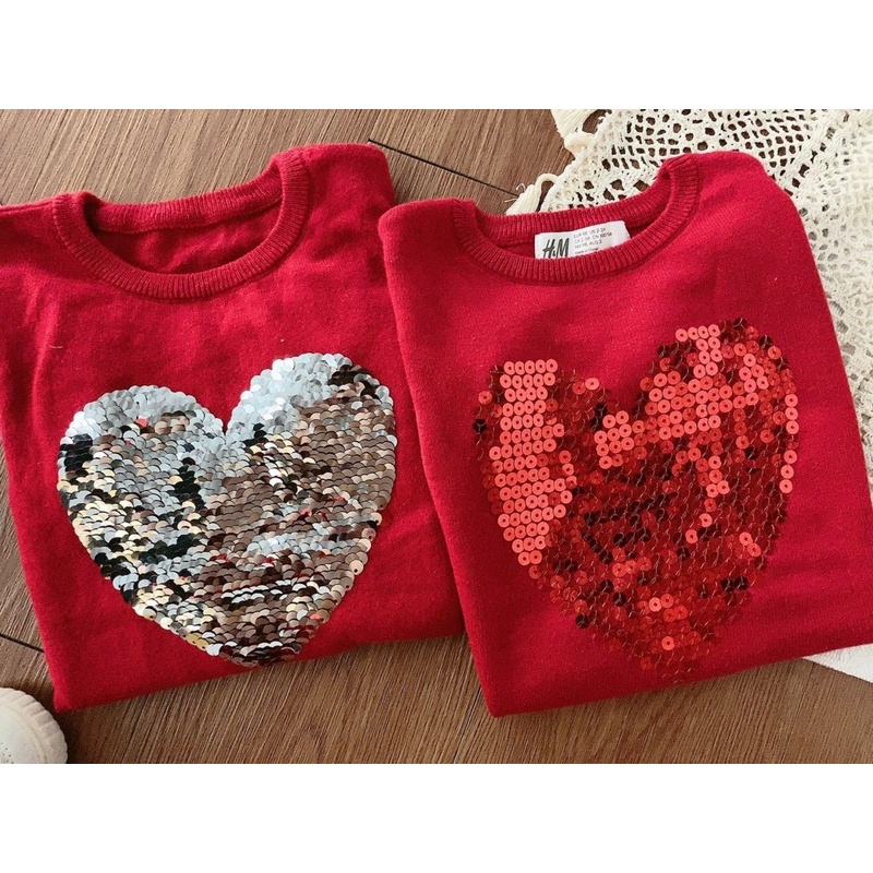 Áo len H.m dư xịn đính cườm bé gái 1-10y