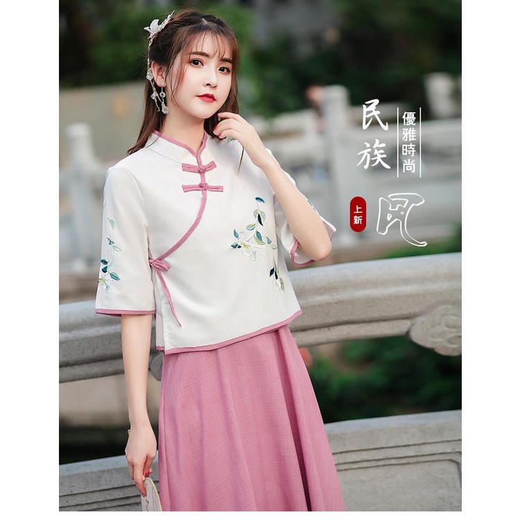 Đồ Hán Phục cách tân che bụng kiểu phương Tây phong cách mùa xuân