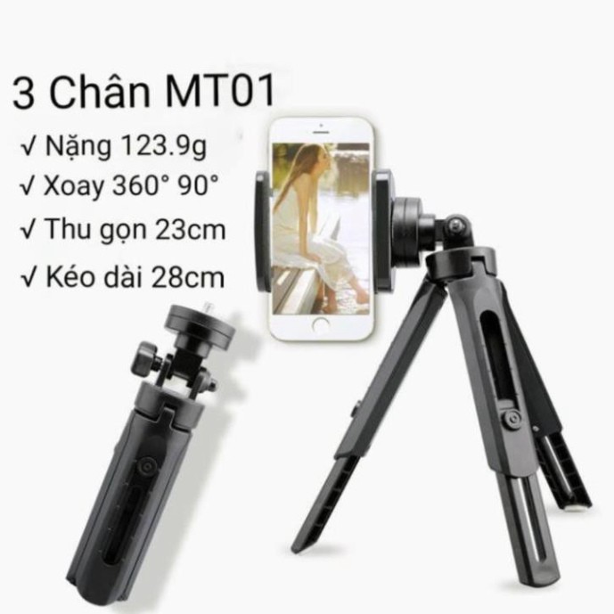 Giá đỡ điện thoại Tripod Support 3 chân ngắn để bàn Mini Xếp Gọn Xoay 360 Độ, Gậy chụp ảnh, Cây livestream