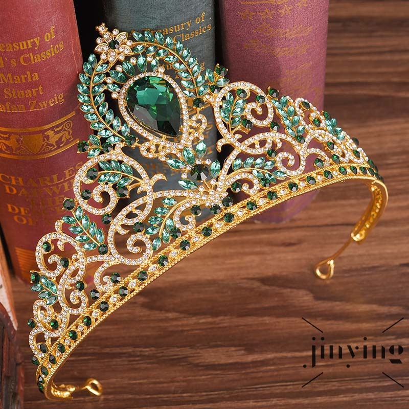 GETNOIVAS Vương miện kim loại đính đá giả phong cách retro sang trọng cho cô dâu