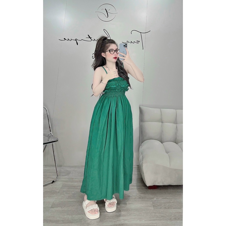 Váy 2 dây dáng dài ❤️ Đầm maxi đi biển, đi du lịch hottrend có dây đan nơ cột sau lưng Đ12