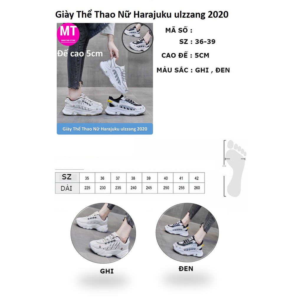 Giày nữ sneaker Harajuku ulzzang 2021