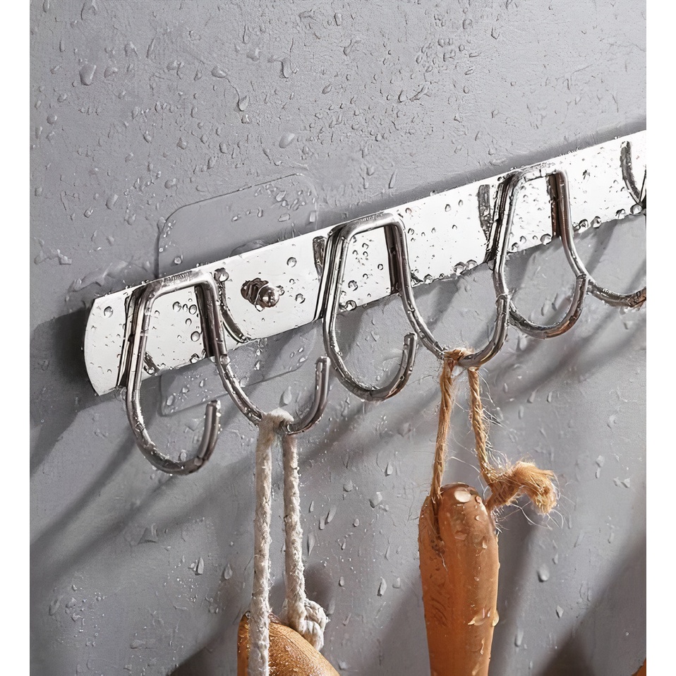 Thanh Móc Treo Đồ 10 Móc Chất Liệu Inox Oenon không Gỉ Siêu Dính Dán Tường Nhà Tắm,Nhà Bếp,Tủ Quần Áo - OENEN