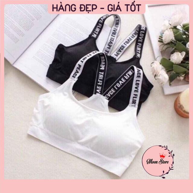 Áo bra cotton, tập gym nữ quai in chữ thể thao 5043