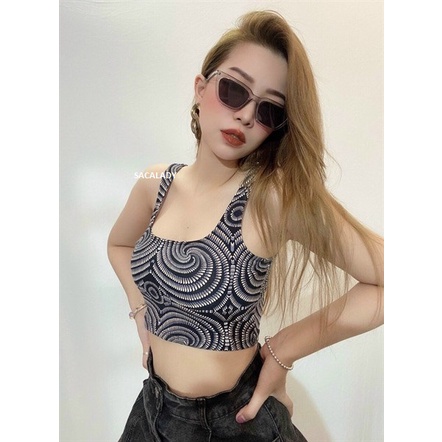 Áo Croptop F21 Họa Tiết Xoắn - 3629