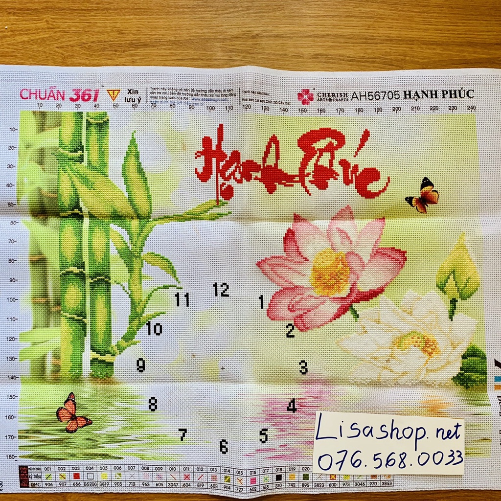 Tranh thêu chữ thập ĐỒNG HỒ HẠNH PHÚC đã thêu 65x50cm thành phẩm 56705