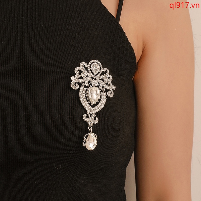 Trâm cài áo đính đá thiết kế sang trọng cho nữ
