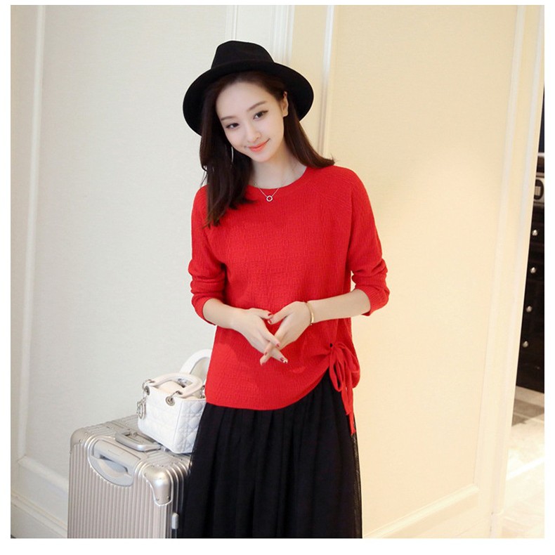 Áo len nữ Hàn quốc  kèm dây cột nơ xinh xắn A16
