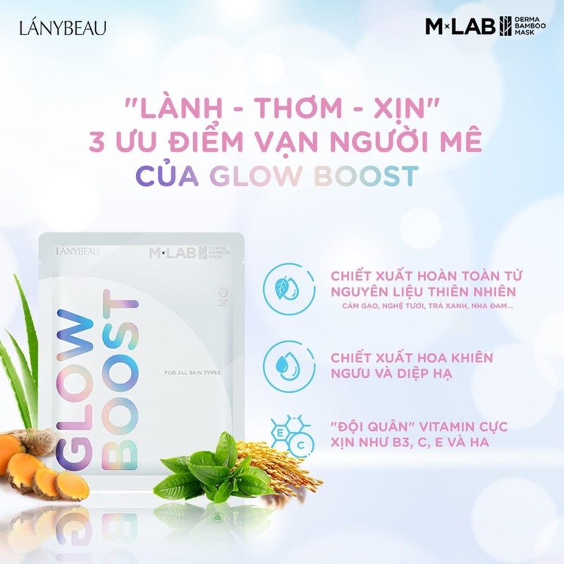 Mặt nạ Mlab Cấp Ẩm Dưỡng Trắng Kiềm Dầu, Mask Sợi Tre Thuần Chay Mlab LányBeau Giúp Da Căng Mịn Và Trắng Sáng