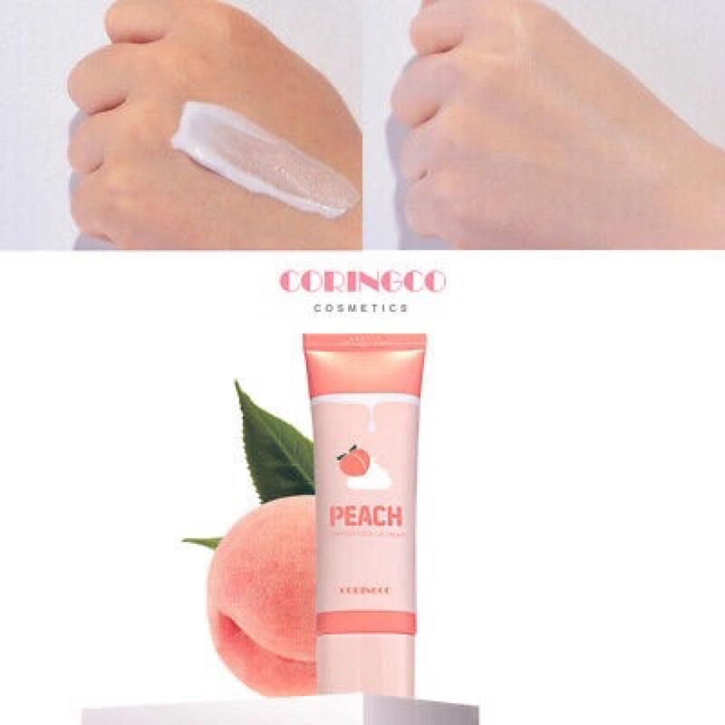 Kem Đào Dưỡng Trắng & Nâng Tone Coringco Peach Whipping Tone Up Cream