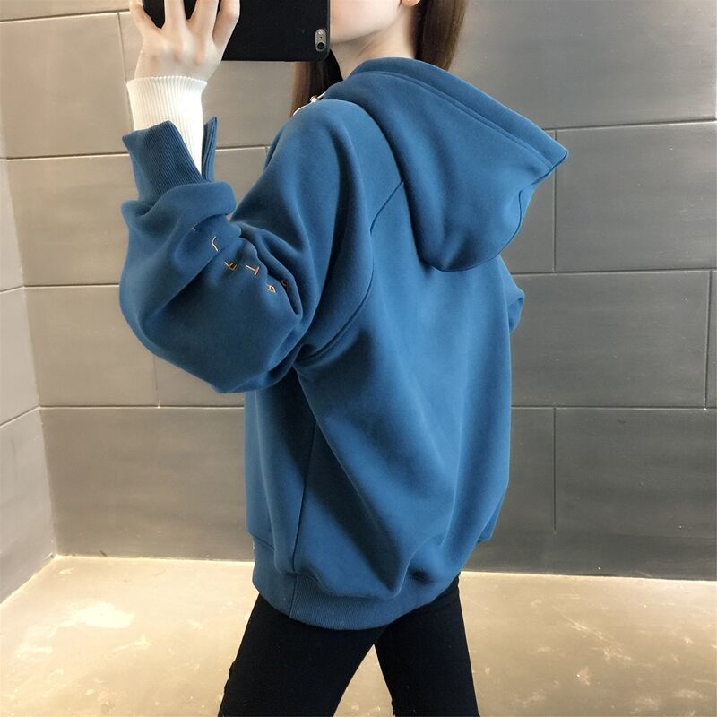 Áo hoodie dáng rộng thiết kế thời trang mùa thu đông phong cách Hàn Quốc cho nữ