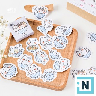 Set 45 Sticker Dán Mèo Ham Ăn Hộp Mini | Dán Điện Thoại | Dán Laptop | Dán Mũ Bảo Hiểm | Dán Vali