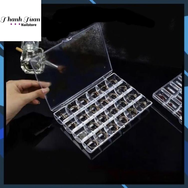 Khay Mica Trong suốt 24 ngăn đựng Charm Đá Nail   - Phụ kiện đồ nail