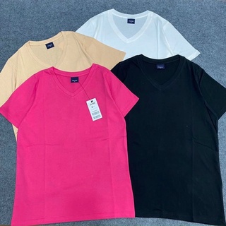 Áo thun cotton cổ tim trơn vnxk