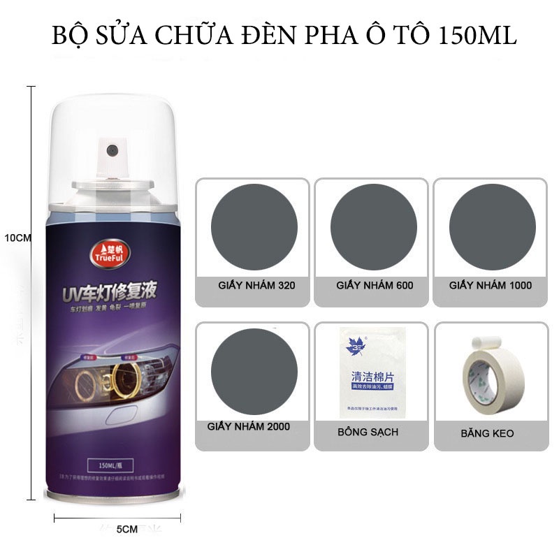 Chai Xịt Nano Đánh Bóng Đèn Pha Xe Ô Tô TrueFul – Dung Tích 150ml CARZONE.TOP