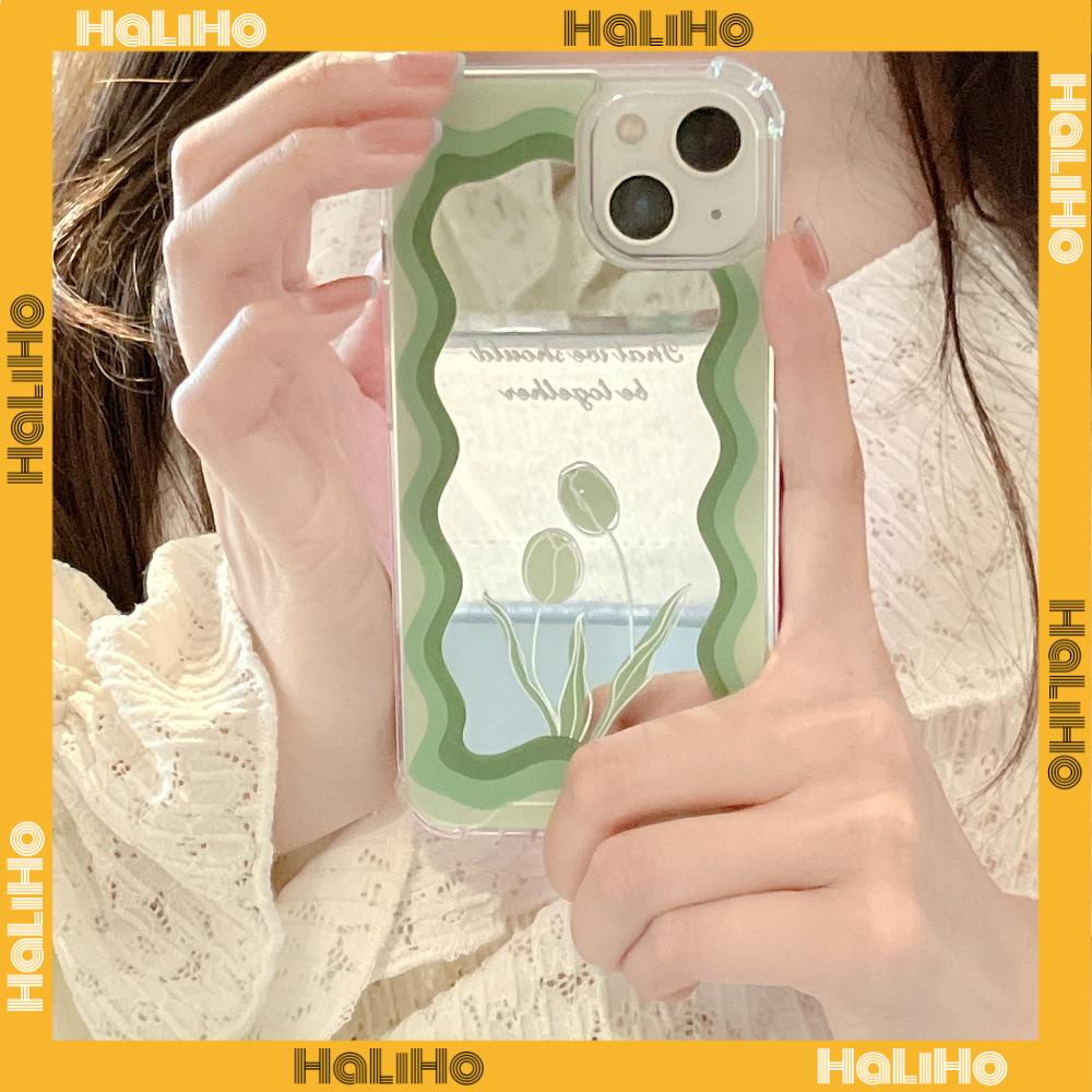 Ốp điện thoại acrylic gương trang điểm HD in hoa tulip thích hợp cho iPhone 11 13 Pro Max 12 Pro Max 7 Plus iPhone xr