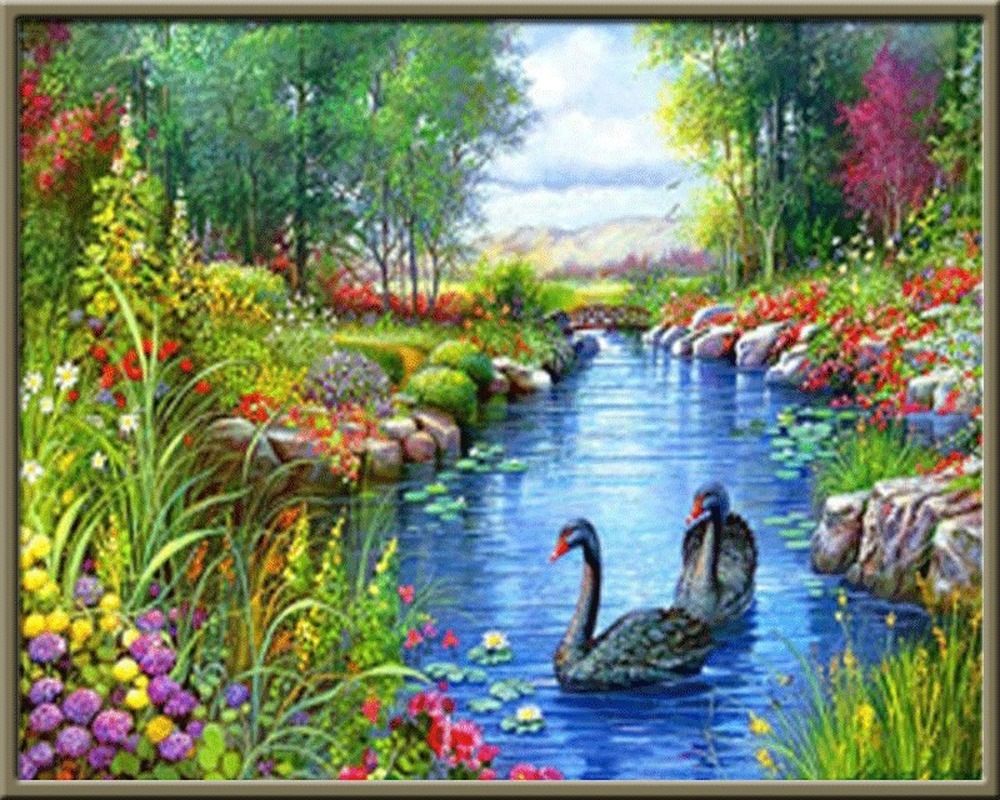 Bộ Tranh Đính Đá 5D Họa Tiết Phong Cảnh Độc Đáo DIY 40x30cm