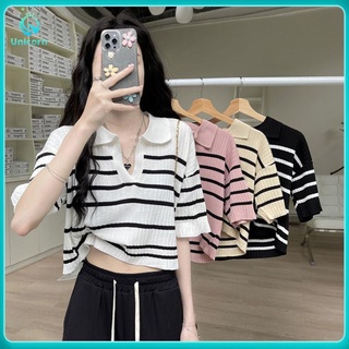 Áo croptop dệt kim tay ngắn kiểu dáng đơn giản trẻ trung