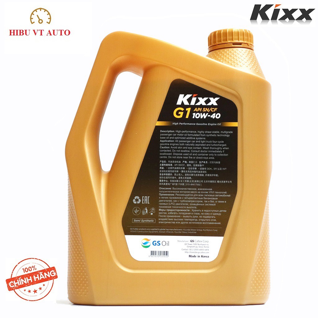 Dầu Động Cơ Xăng Kixx G1 SN 10W40 5Lít – Thùng Nhựa tiết kiệm nhiên liệu cho xe của bạn