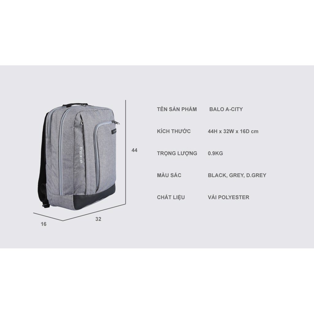 [Chính Hãng] Balo Hàn Quốc Simple Carry A-city Công Sở Laptop 17 inch