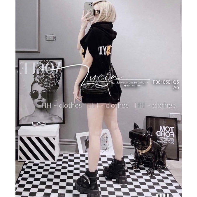 Áo nón sát nách không may biên in hình gấu nón TT0610