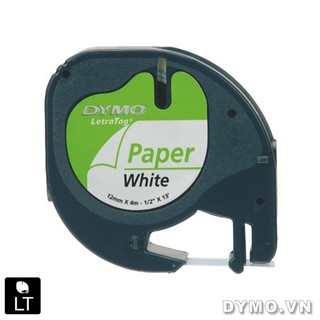 Băng nhãn dán Dymo (LT) giấy 12mm x 4m – (Đen/Trắng)